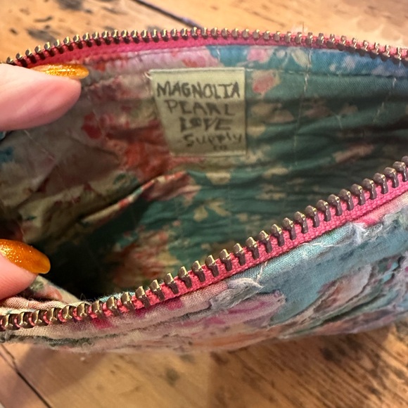 Floral Patchwork Zippered Pouch with Deer and Butterfly, Magnolia Pearl - Picture 4 of 7